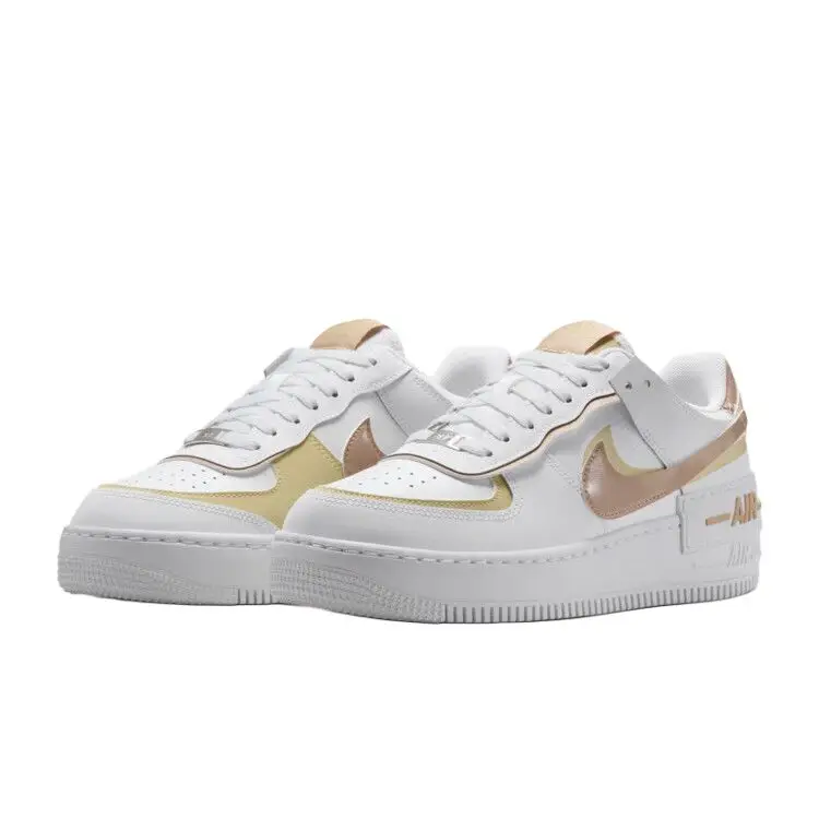 Air Force 1 Shadow Bianco Oro Team Canapa Sneakers da Donna DZ1847-111 41 miniatura 4
