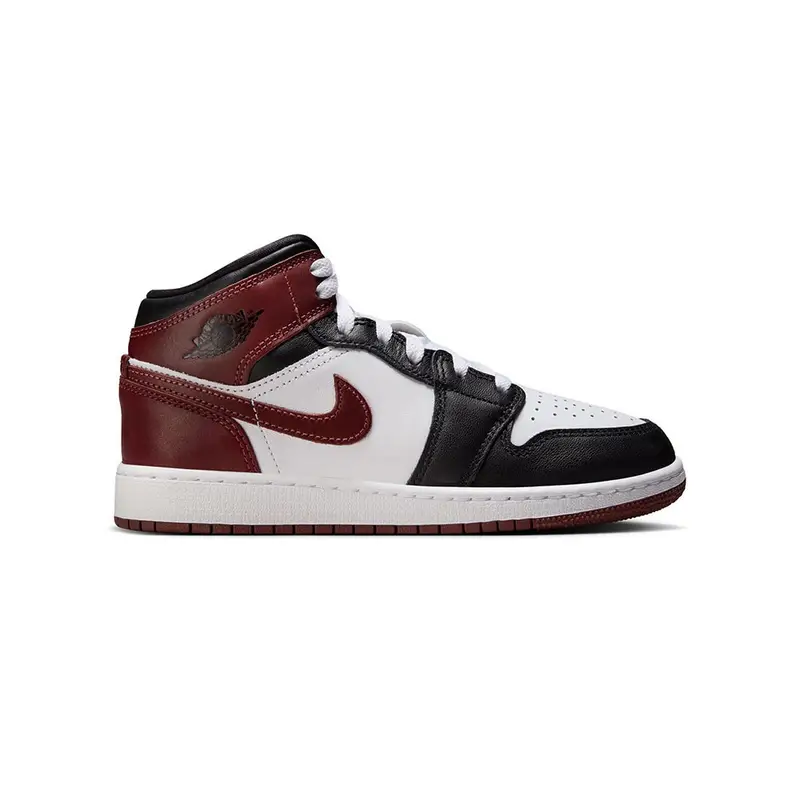 Air Jordan 1 Mid Se Gs Bianco Bordeaux Nero - Sneakers Bambino EUR 38 5 / US 6Y