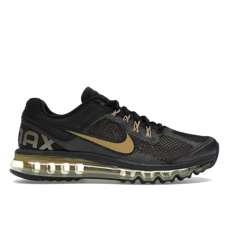 Air Max 2013 Nero Oro Piatto Sneakers Unisex Oro Metallizzato HQ1927-001 38 5