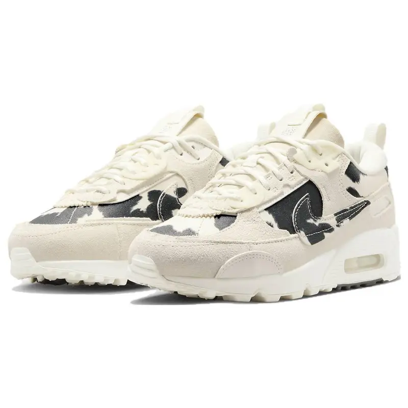 Air Max 90 Futura Stampa Mucca Sneakers da Donna Crema Vela Cromo FN7170-133 37 5 miniatura 2