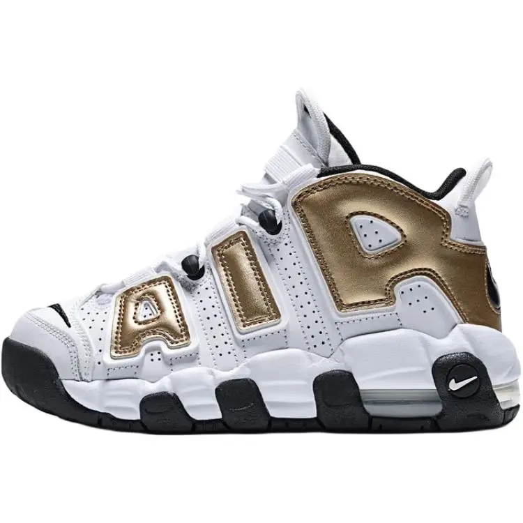 Air More Uptempo Comode Morbide Scarpe da Basket Alte per Bambini Scarpe da basket unisex Bianco Platino IO7601-171 37 5