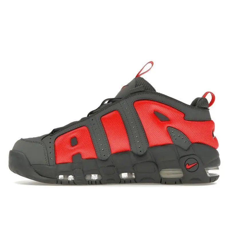 Air More Uptempo Low Grigio Scuro Rosso Chiaro Sneakers da Uomo Argento Metallizzato FZ3055-002 40.5 miniatura 5