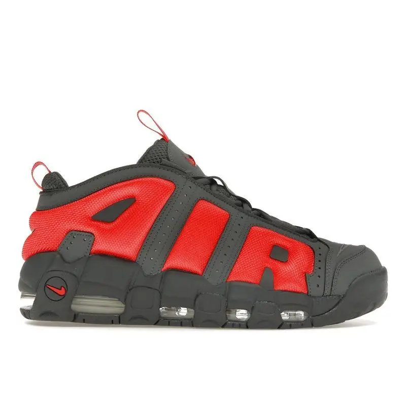 Air More Uptempo Low Grigio Scuro Rosso Chiaro Sneakers da Uomo Argento Metallizzato FZ3055-002 40.5