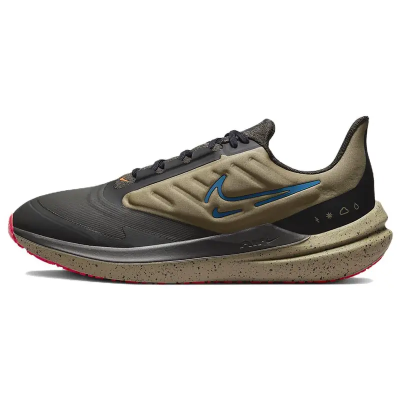 Air Winflo 9 Shield Cenere Medio Azzurro Laser Scarpe da Ginnastica da Uomo Grigio Cachi Nero DM1106-200 47 5