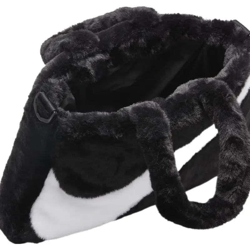 Borsa Tote Nike Sportswear in Finta Pelliccia 10L Nera Casual FB3050-010 bianco/nero miniatura 3