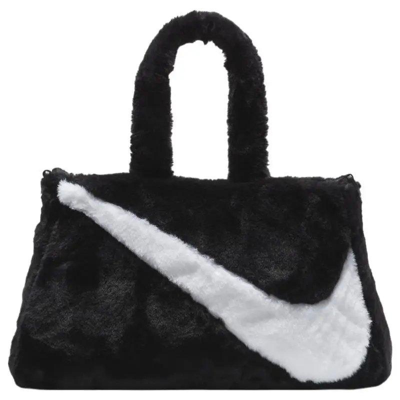Borsa Tote Nike Sportswear in Finta Pelliccia 10L Nera Casual FB3050-010 bianco/nero