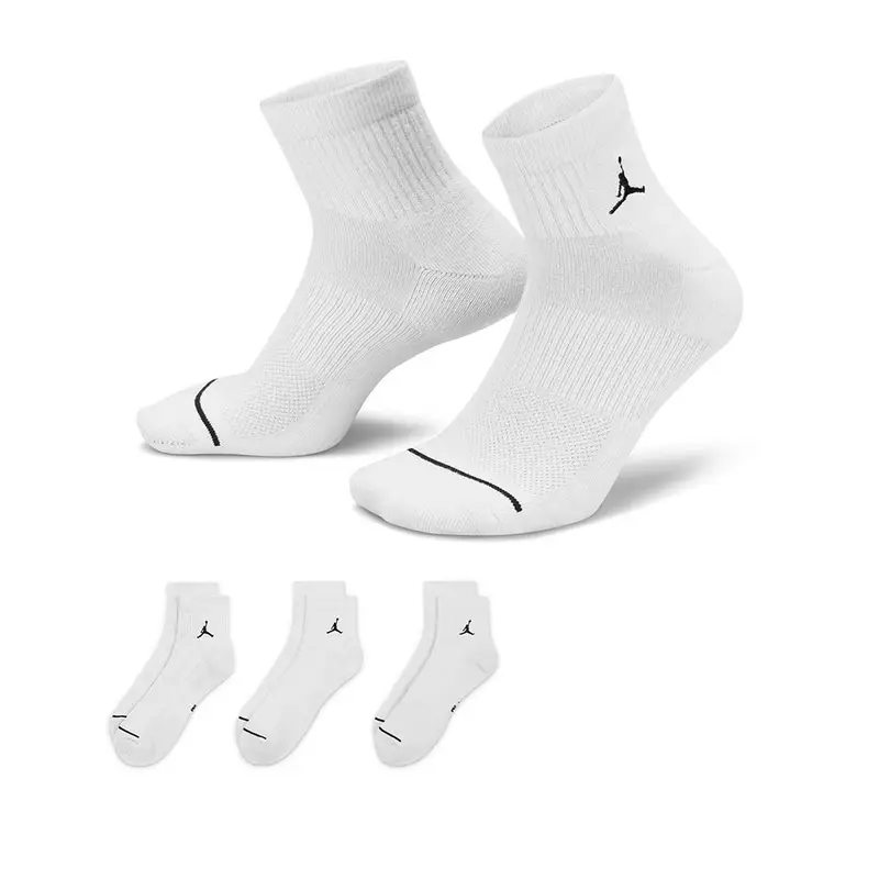 Calze Jordan Quarter Tris Pack Bianco M