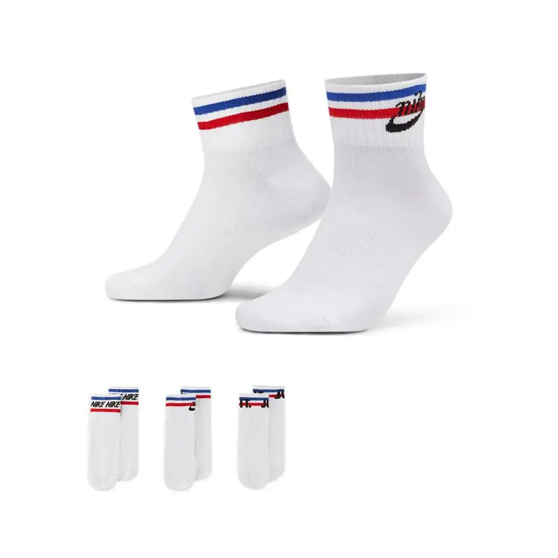 Calze Quarter Tris Pack Bianco Rosso XL