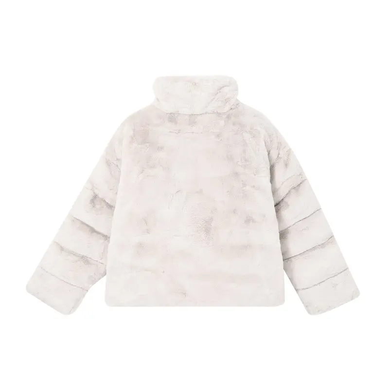 Cappotto Peluche Casual con Zip e Collo Alto a Maniche Lunghe da Donna Capispalla Rosso Chiaro Marrone Legno FN0461-104 miniatura 2