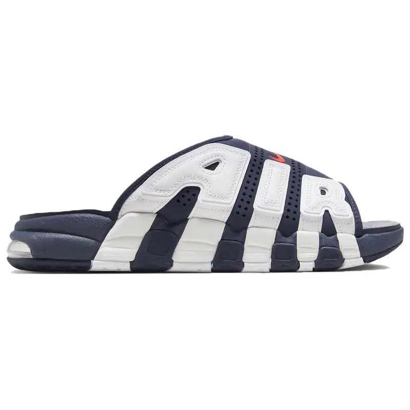 Ciabatte Nike Air More Uptempo Slide Olympic Uomo Blu Mezzanotte-Navy Bianco FQ8699-400 44 miniatura 3