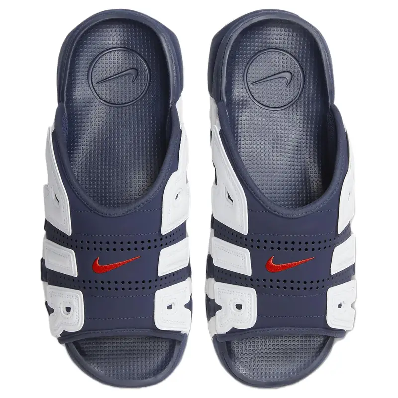 Ciabatte Nike Air More Uptempo Slide Olympic Uomo Blu Mezzanotte-Navy Bianco FQ8699-400 44 miniatura 4