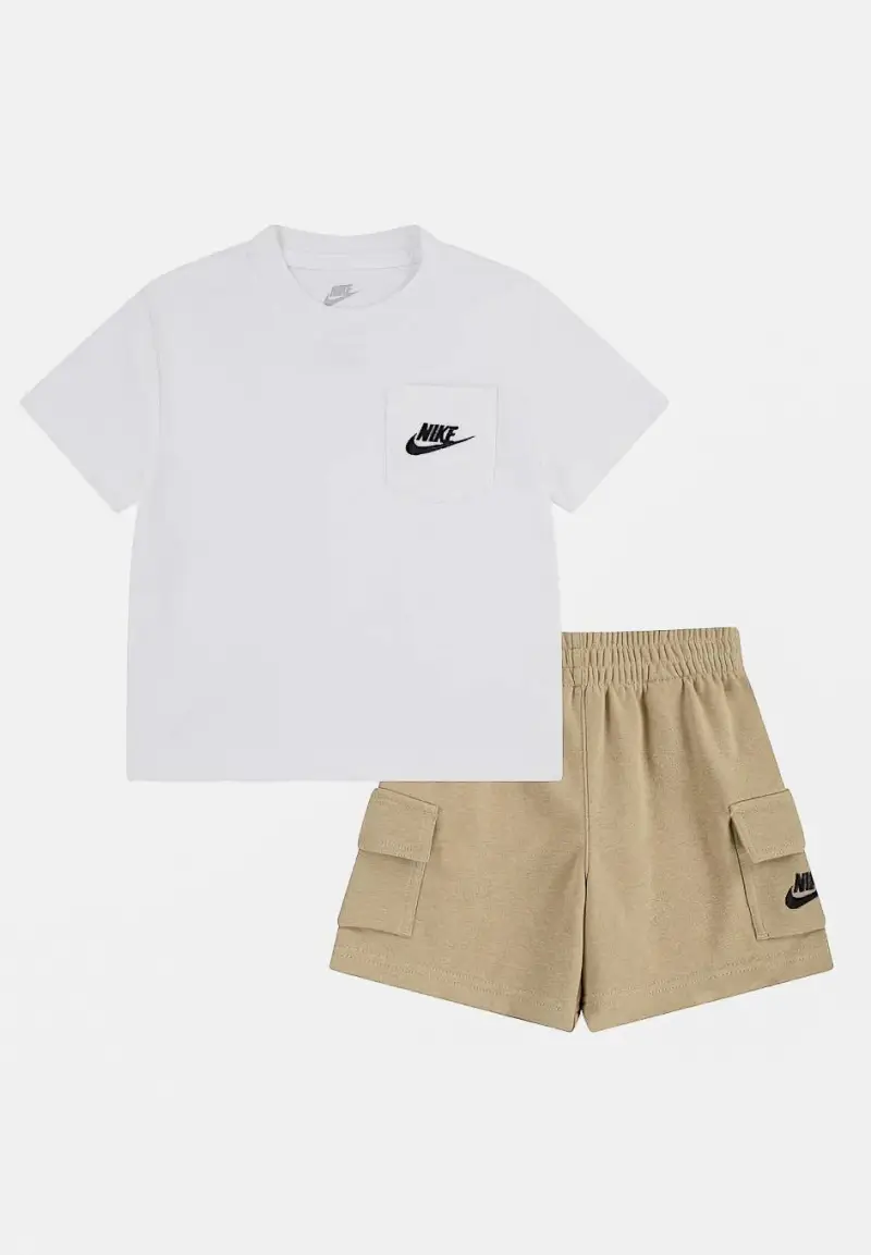 Completino Sportswear Pocket bianco e beige da bambino