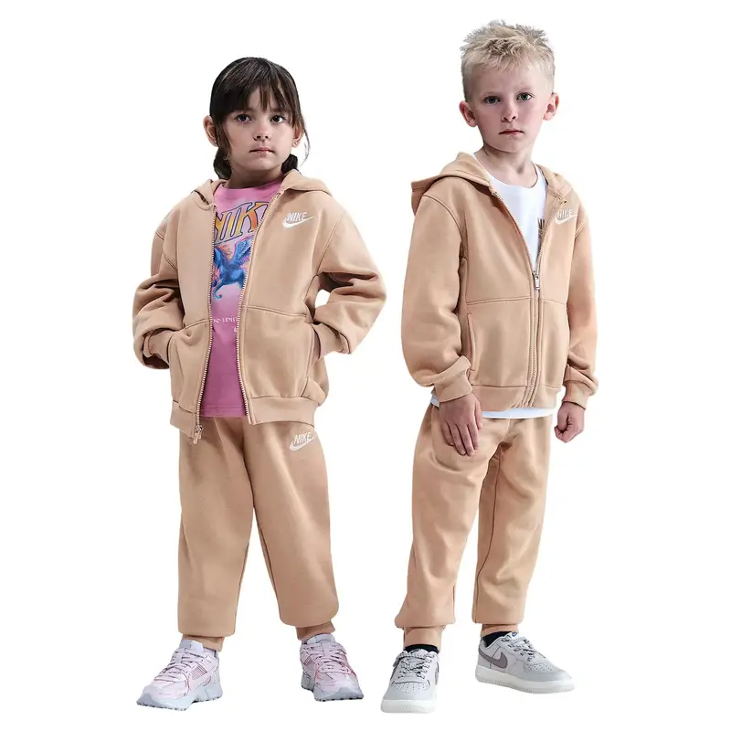 Completo felpa con cappuccio e pantaloni per bambini Nike Club Beige