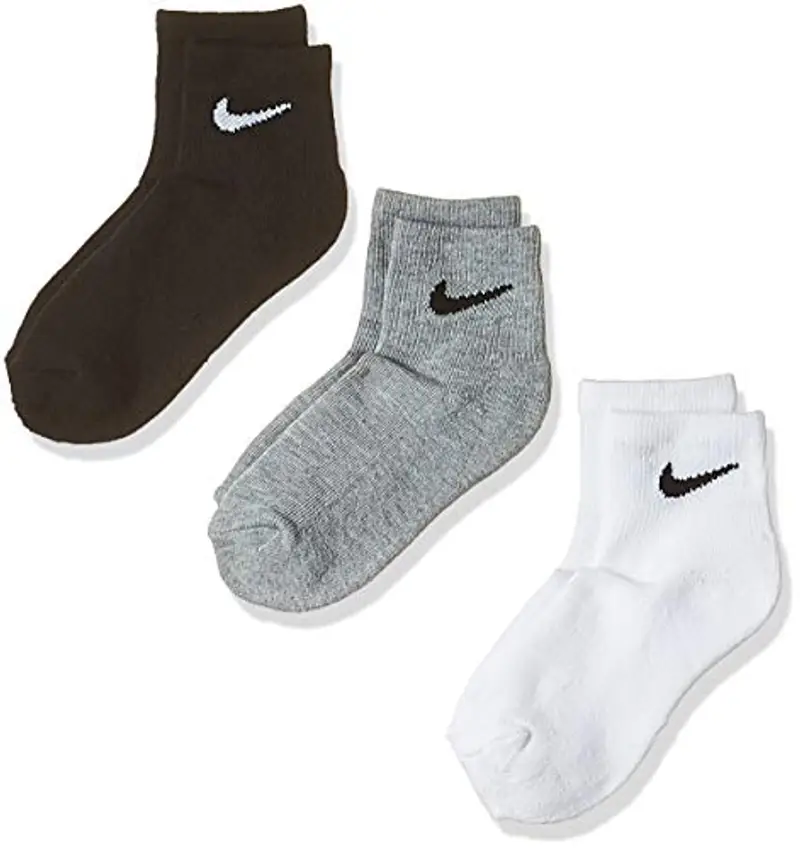 Nike -CONFEZIONE DA 3 PAIA -CALZA ALLA CAVIGLIA -LOGO multicolore BIANCO/GRIGIO/NERO 5-7 ANNI W2F