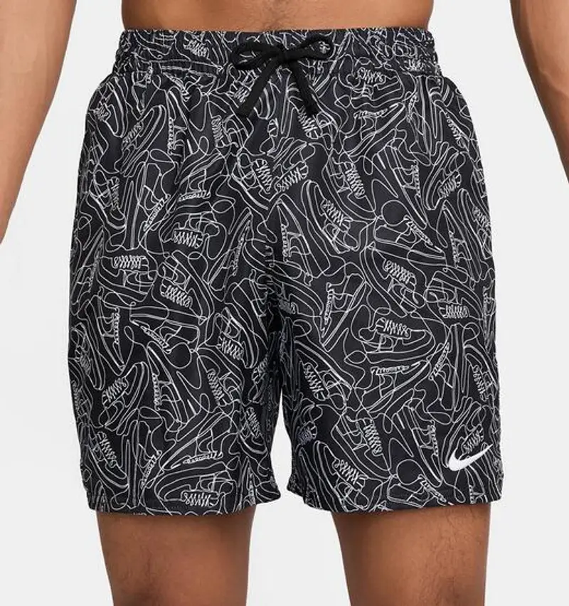 Costume da bagno uomo nike con stampa allover e swoosh - nero/bianco | Nike