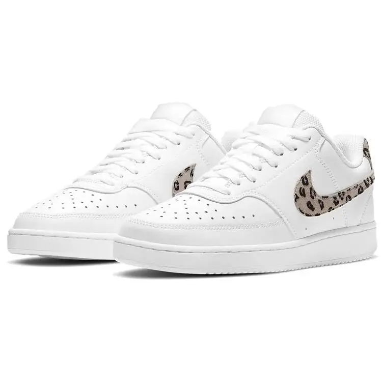 Court Vision Low Leopard Swoosh - Sneakers Bianche da Donna Sabbia del Deserto Nero DD9665-100 40 miniatura 4