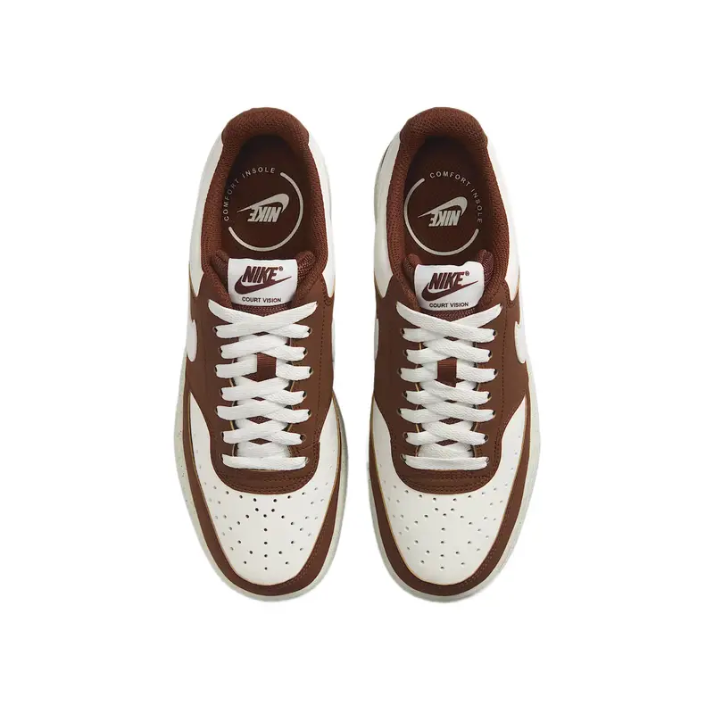 Court Vision Pelle Sintetica Comode Alla Moda Semplici Belle Scarpe da Allenamento Basse Sneakers da Donna Bianco Marrone IM1652-101 41 miniatura 2