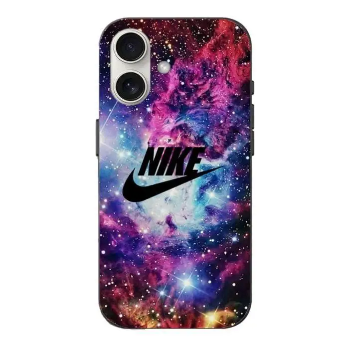 Cover iPhone 16 Plus - Nike - Logo Nero - Morbida - Elegante - Protezione dai danni rosa