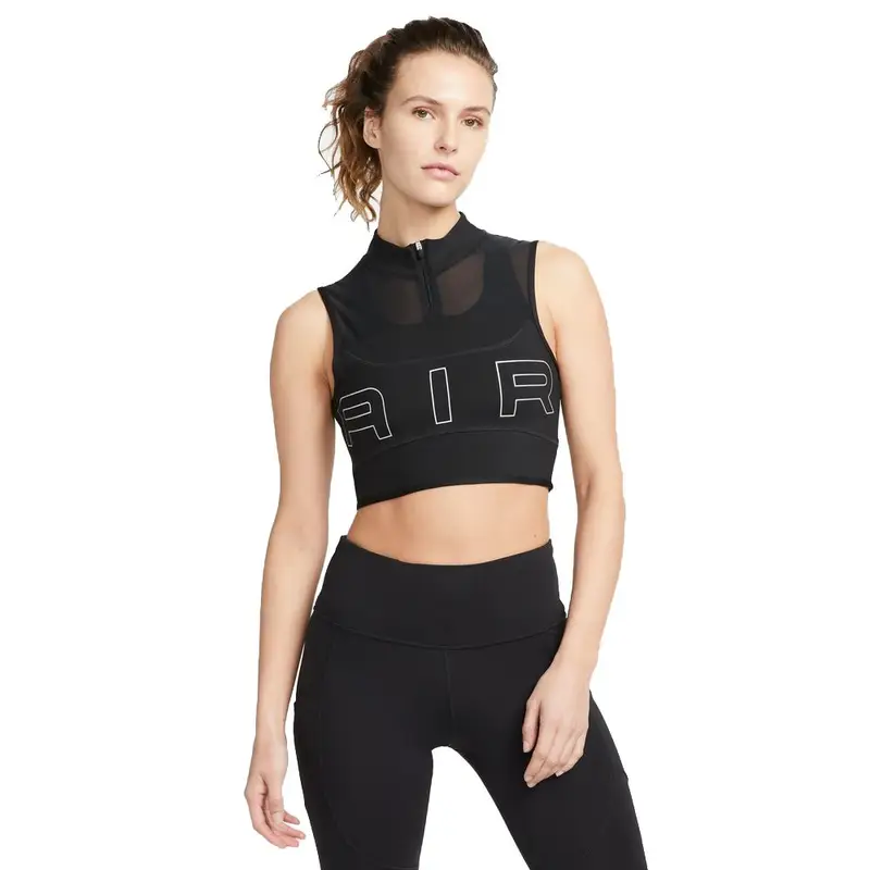 Crop Top Running Df Air Nero Bianco Donna L
