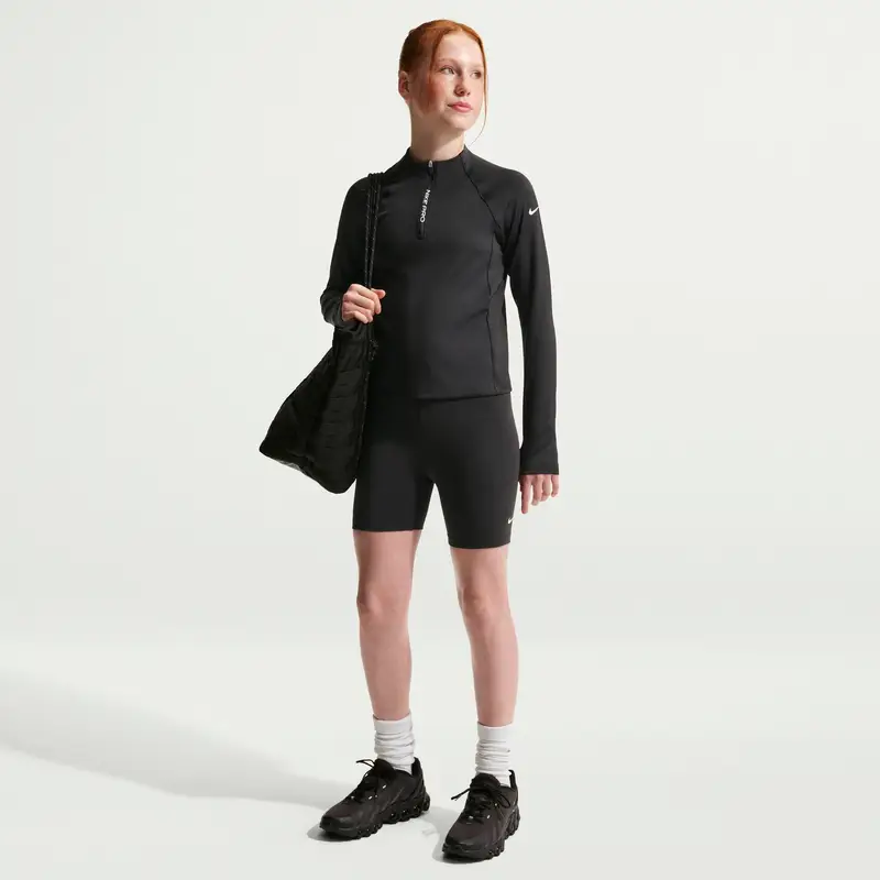 Drill top allenamento per bambina Nike Pro Noir