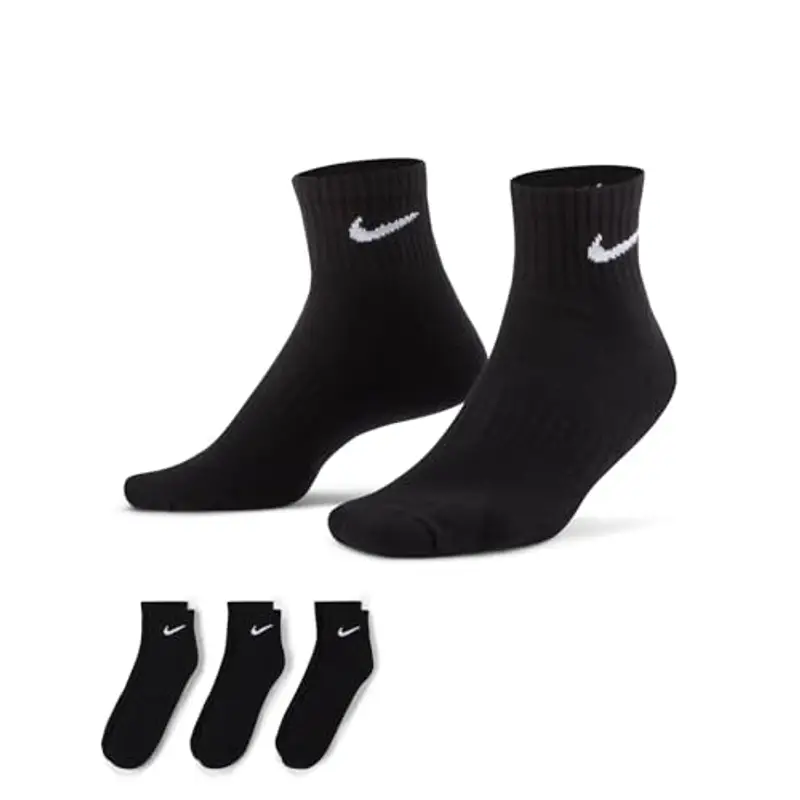 NIKE Calzini Everyday Cushioned, Nero (Black/White), M Uomo