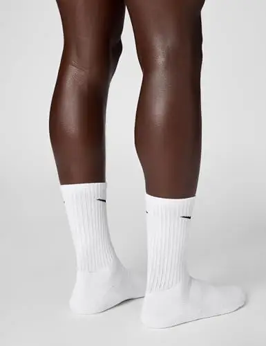 Nike Everyday Max Cushioned Training Crew Socks (3 Pairs), Calzini Unisex – Adulto, White/Wolf Grey/(Black), S miniatura 3