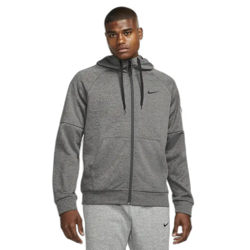 Felpa a girocollo con cappuccio e zip Nike Therma-Fit Gris