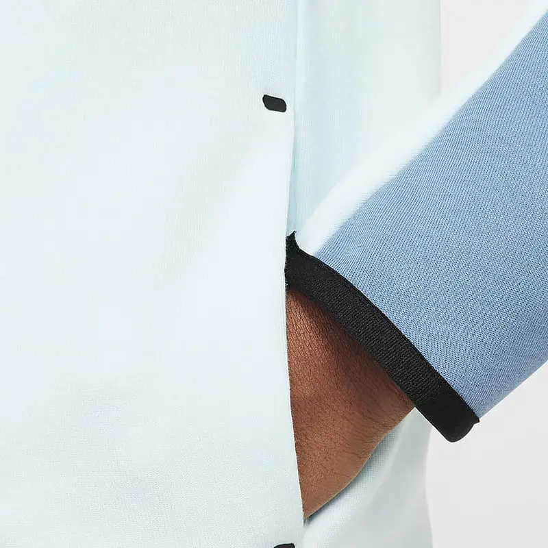 Felpa alla moda con cappuccio e zip intera Nike Sportswear Tech Fleece a maniche lunghe per bambini, colore blu ghiaccio HV5867-474 L miniatura 3