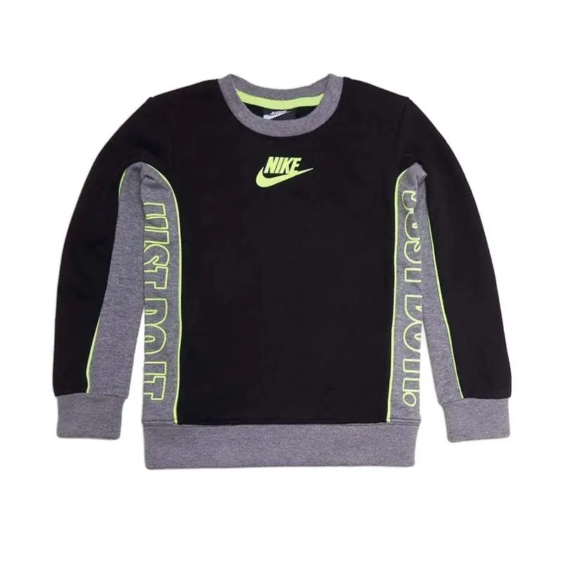 Felpa bambino nike colorblock fleece crew neck- h- | Nike Nero