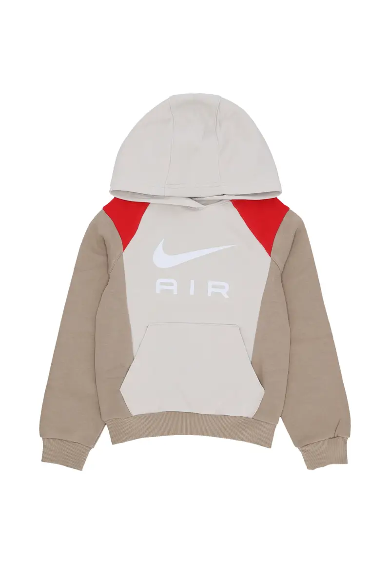 Felpa Cappuccio Ragazzo Air Logo Hoodie Khaki/lt Orewood Brn/white