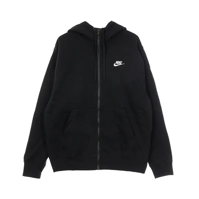 Felpa Cappuccio Zip Uomo Sportswear Club Hoodie Black/black/white