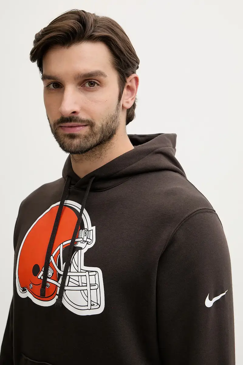 felpa Club Logo Hoodie uomo colore marrone con cappuccio NKDK-2DI-9I-N09 miniatura 4