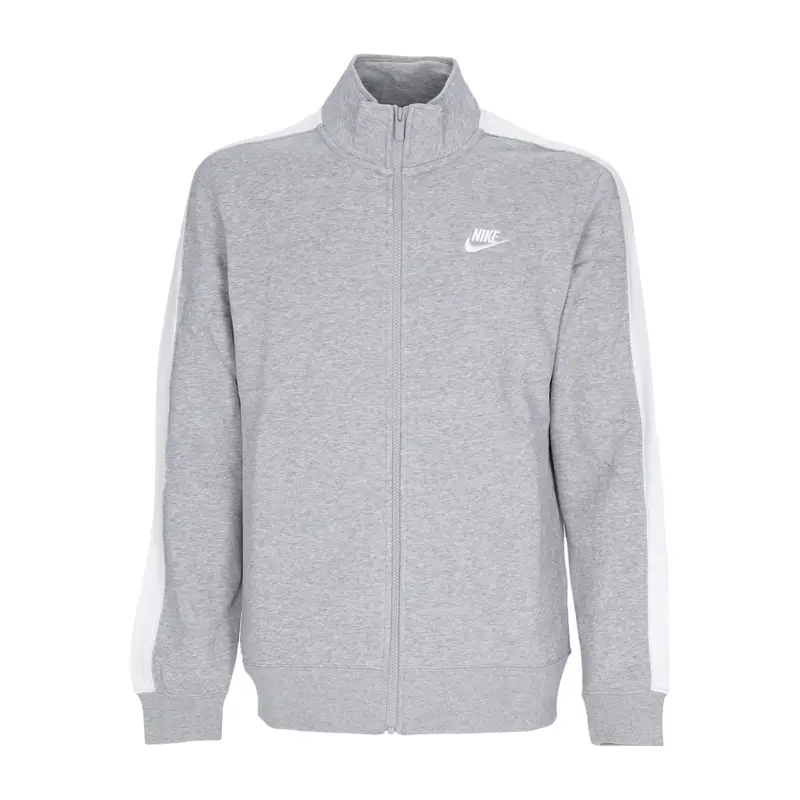 Felpa Collo Alto Uomo Sportswear Club Bb Track Jacket Dk Grey Heather/white