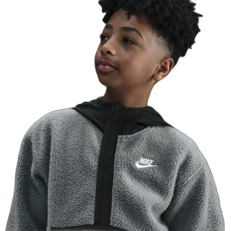 Felpa con cappuccio 1/4 zip per bambini Nike Club Fleece Gris