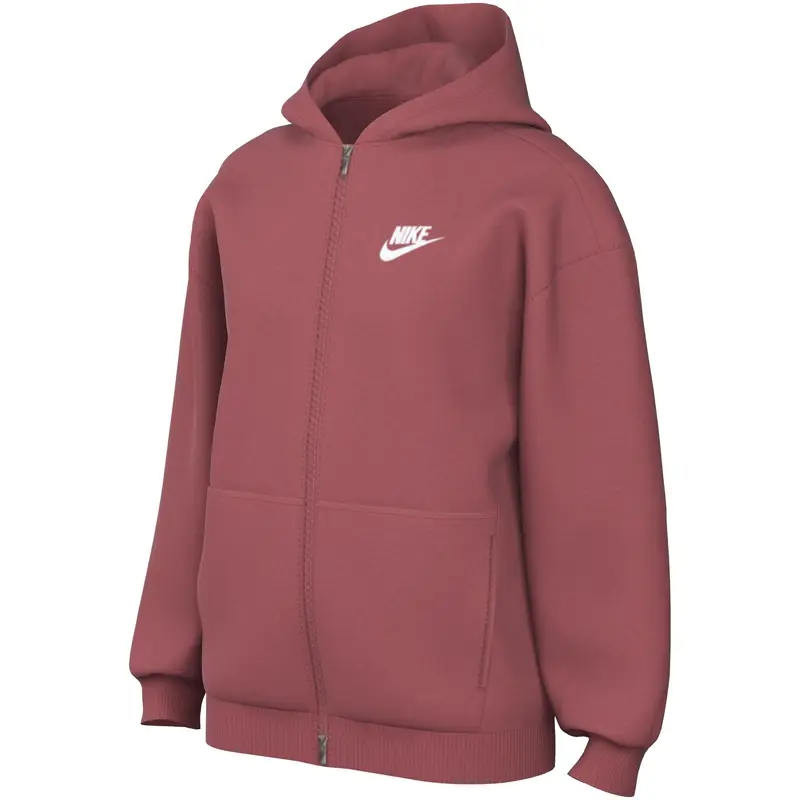 Felpa con cappuccio con zip oversize per bambini Nike Club Fleece Orange