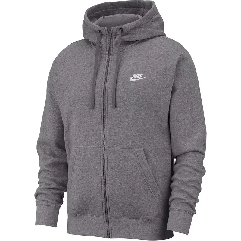 Felpa con cappuccio e zip Nike Club Logo comoda a maniche lunghe Uomo felpe Grigio antracite 804389-071 M