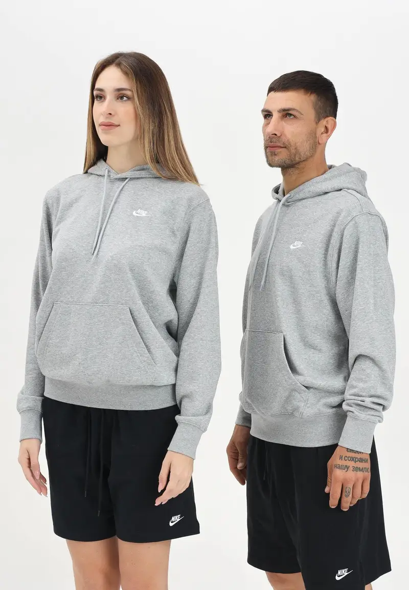 Felpa con cappuccio Nike Club grigia per uomo e donna