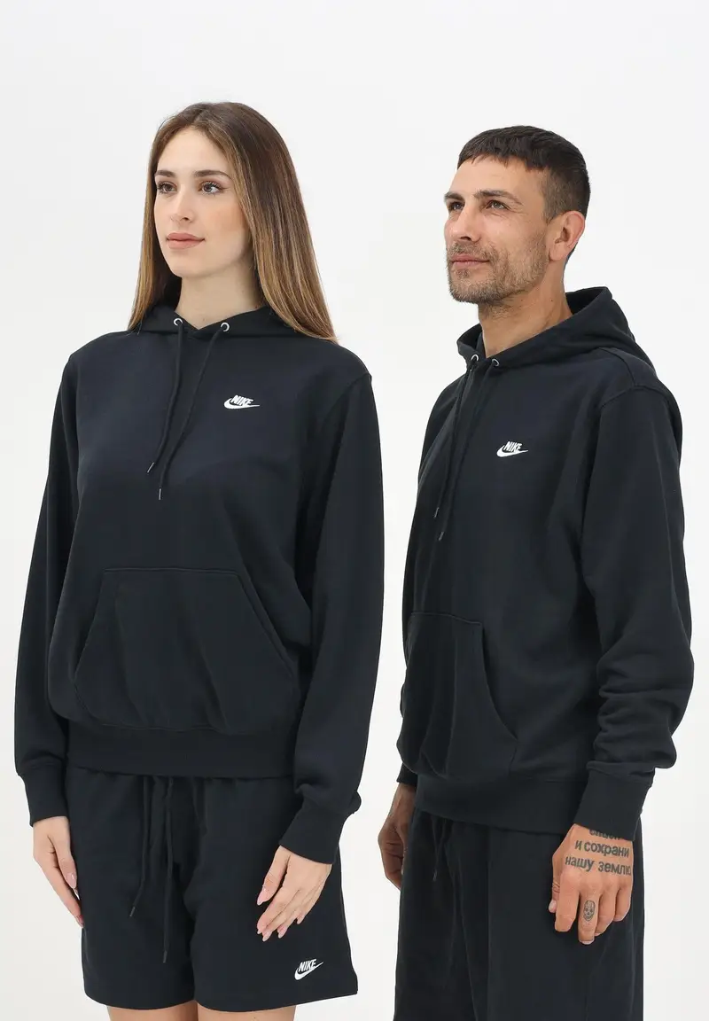 NIKE Felpa con cappuccio Nike Club nera per uomo e donna