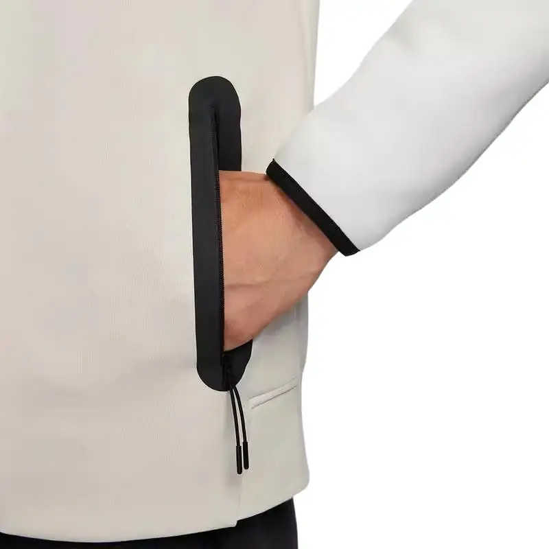 Felpa con Cappuccio Nike Tch Flc Fz Wr Color Block Comoda Giacca Casual Uomo giacche Kaki FB7922-104 XXL miniatura 4