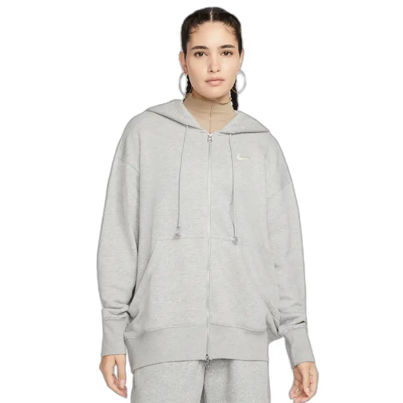 Felpa con cappuccio oversize da donna con zip integrale Nike Phoenix Fleece Gris