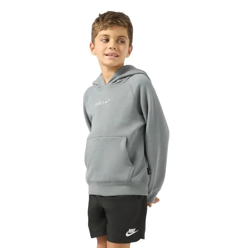 Felpa con cappuccio per bambini FC Barcelona Air 2025/26 Gris