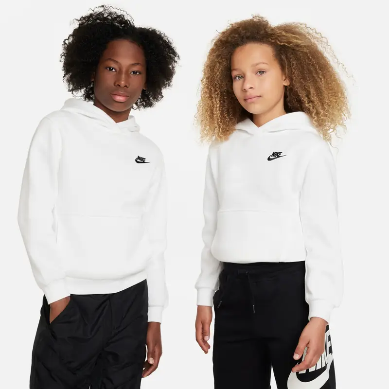 Felpa con cappuccio per bambini Nike Club Fleece LBR Blanc