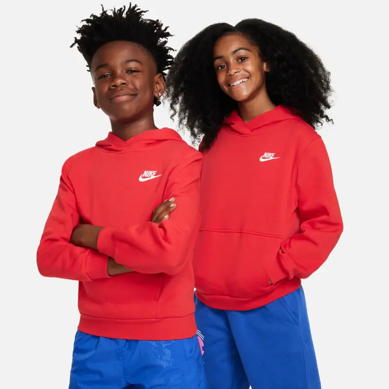 Felpa con cappuccio per bambini Nike Club Fleece LBR Rouge