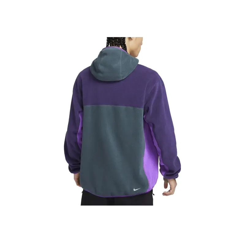 Felpa con cappuccio ricamata a motivo casual con maniche lunghe ampie da uomo viola FN0371-328 M miniatura 4