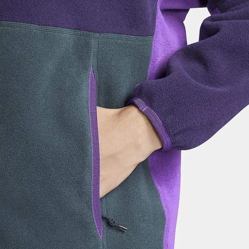 Felpa con cappuccio ricamata a motivo casual con maniche lunghe ampie da uomo viola FN0371-328 M miniatura 5