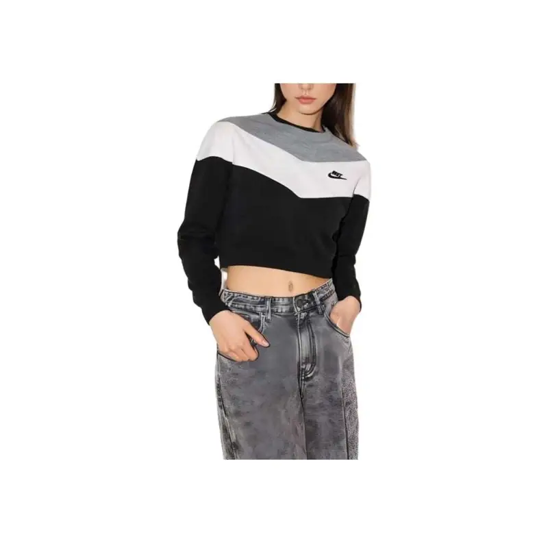 Felpa con cappuccio sportiva larga cropped con logo Nike da donna Nera BV4954-010 L miniatura 3