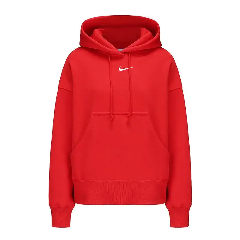 Felpa con cappuccio versatile casual sportiva alla moda Nike da donna rossa DQ5859-657 S