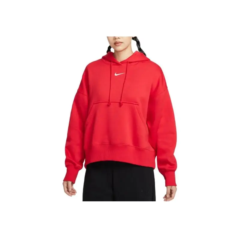 Felpa con cappuccio versatile casual sportiva alla moda Nike da donna rossa DQ5859-657 XS miniatura 4
