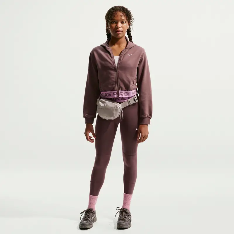Felpa con cerniera a cappuccio da bambina Nike Pro Fleece Noir