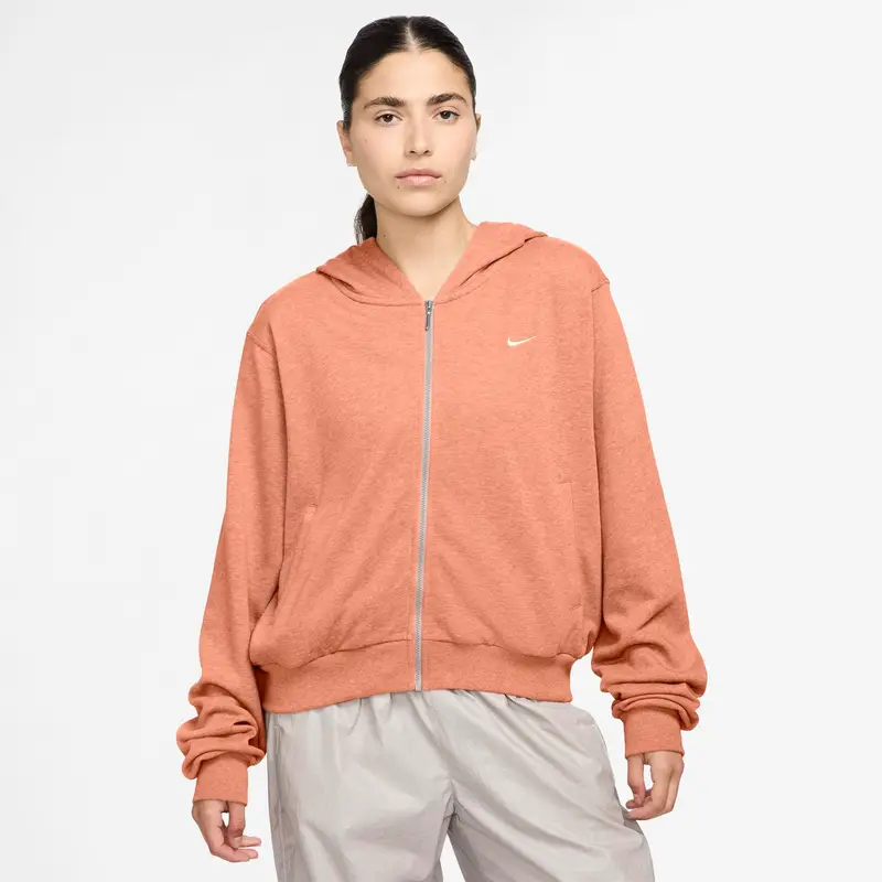 Felpa con cerniera a cappuccio da donna Nike Chill Terry Orange